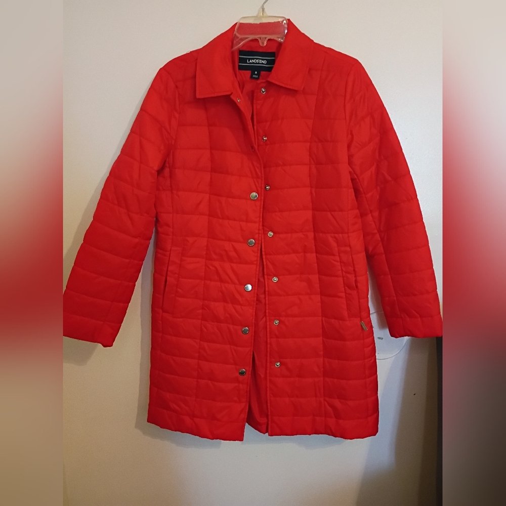 Lands End Red Light Primaloft Jacket Sz 8 For Women 100% Poloyester